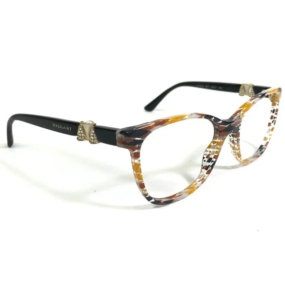 Bvlgari Eyeglasses Frames 4118-B 5377 Black Yellow Gray Striped 52-17-135 - Picture 2 of 11